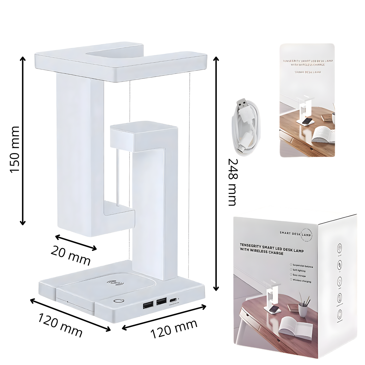 Lámpara de escritorio colgante con carga inalámbrica Levya Lamp™